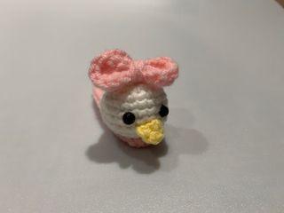 Handmade Crochet Pink duck hair pin