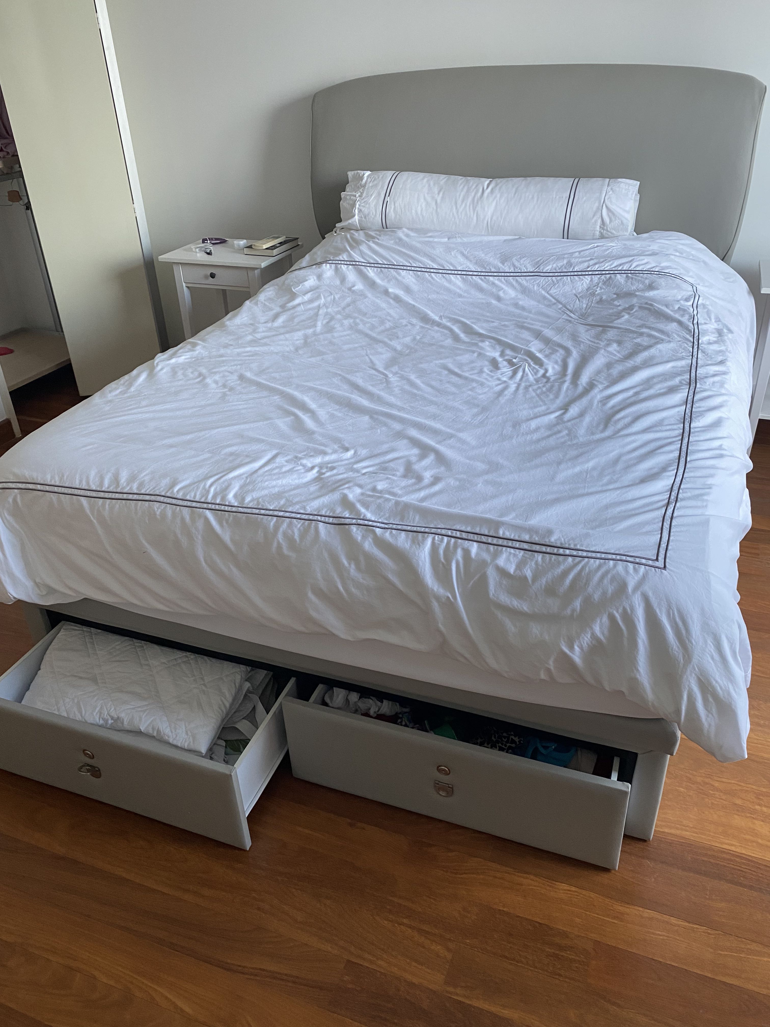 Harvey Norman Bed Frame with storage+ mattress, Furniture & Home Living