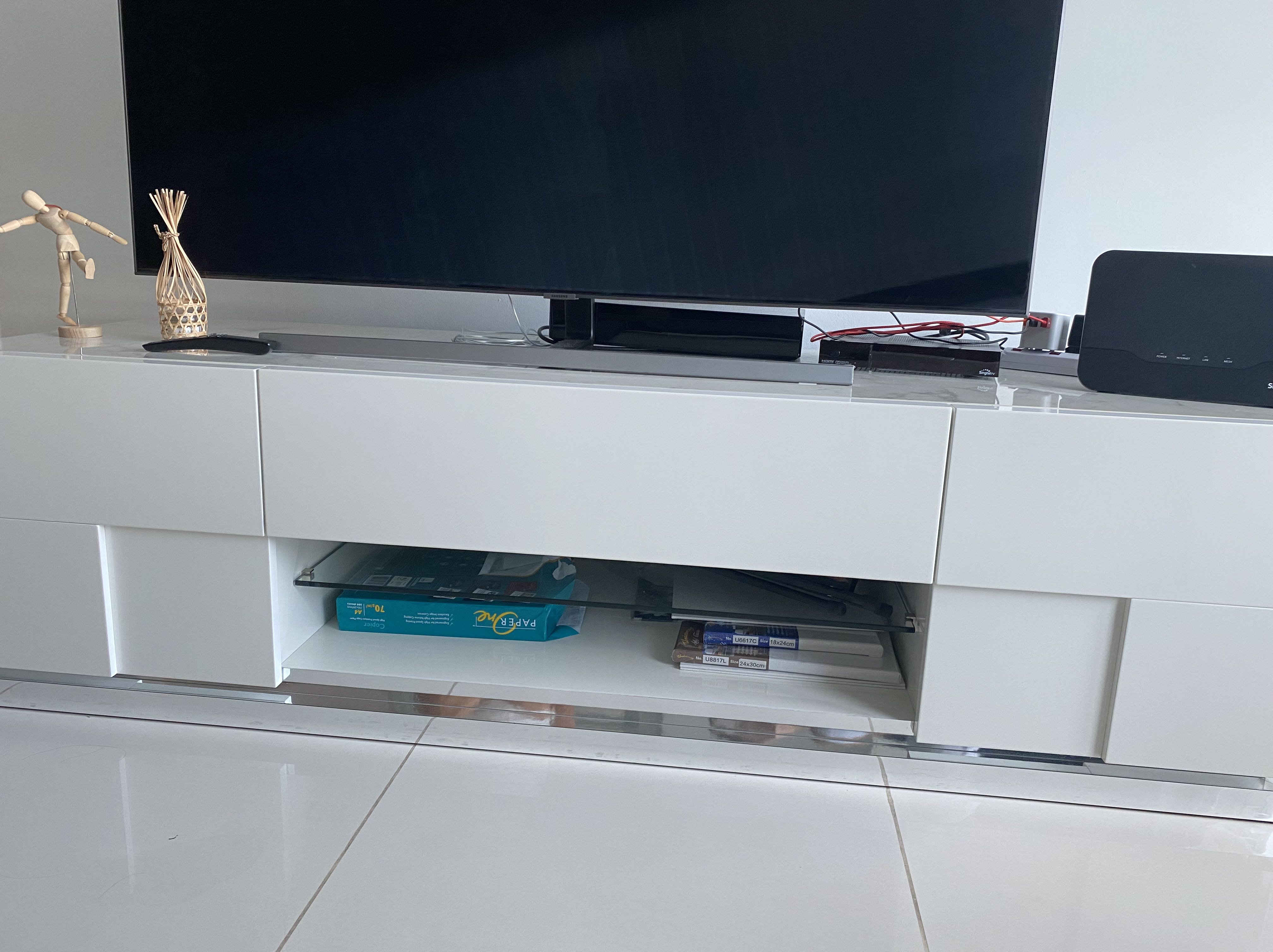 Harvey Norman white TV stand, Furniture & Home Living, Furniture