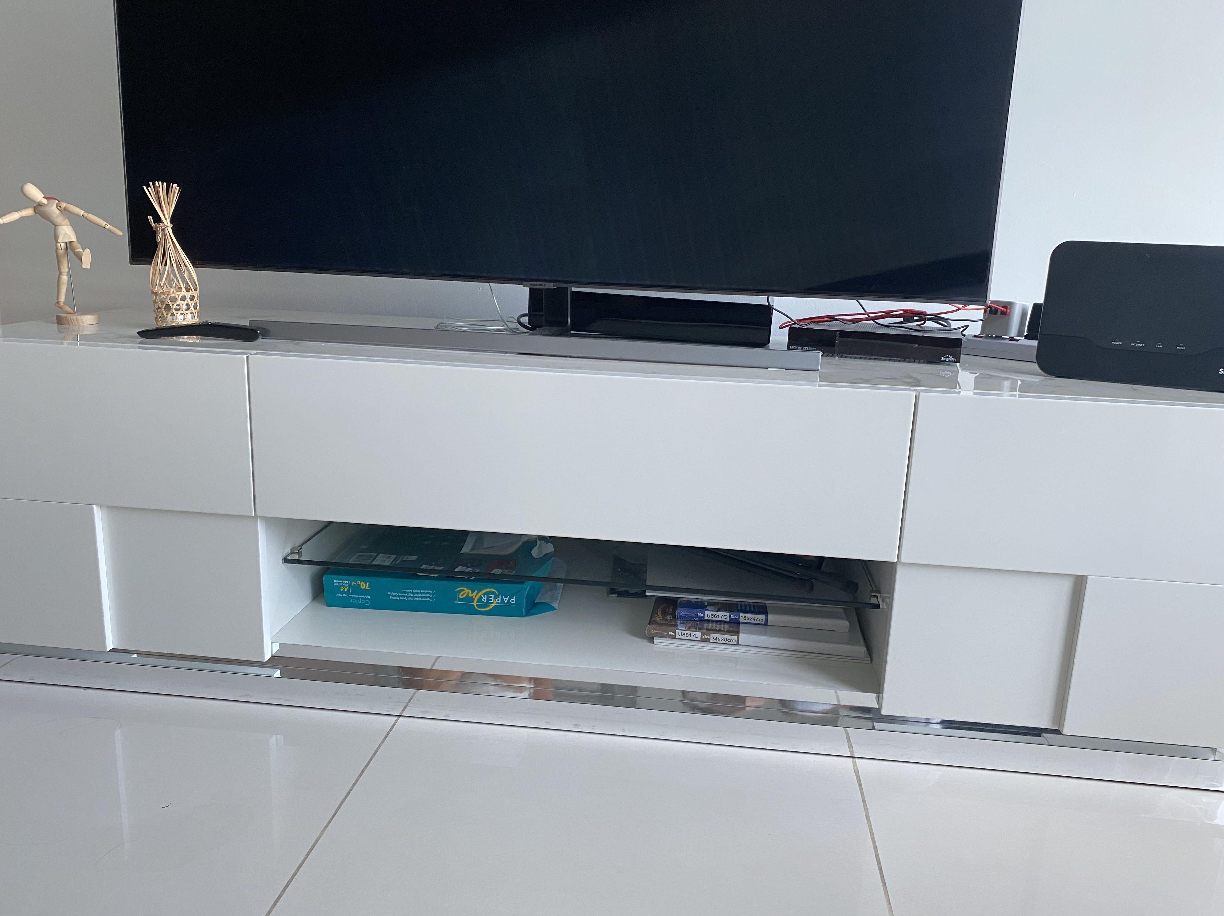 Harvey Norman white TV stand, Furniture & Home Living, Furniture