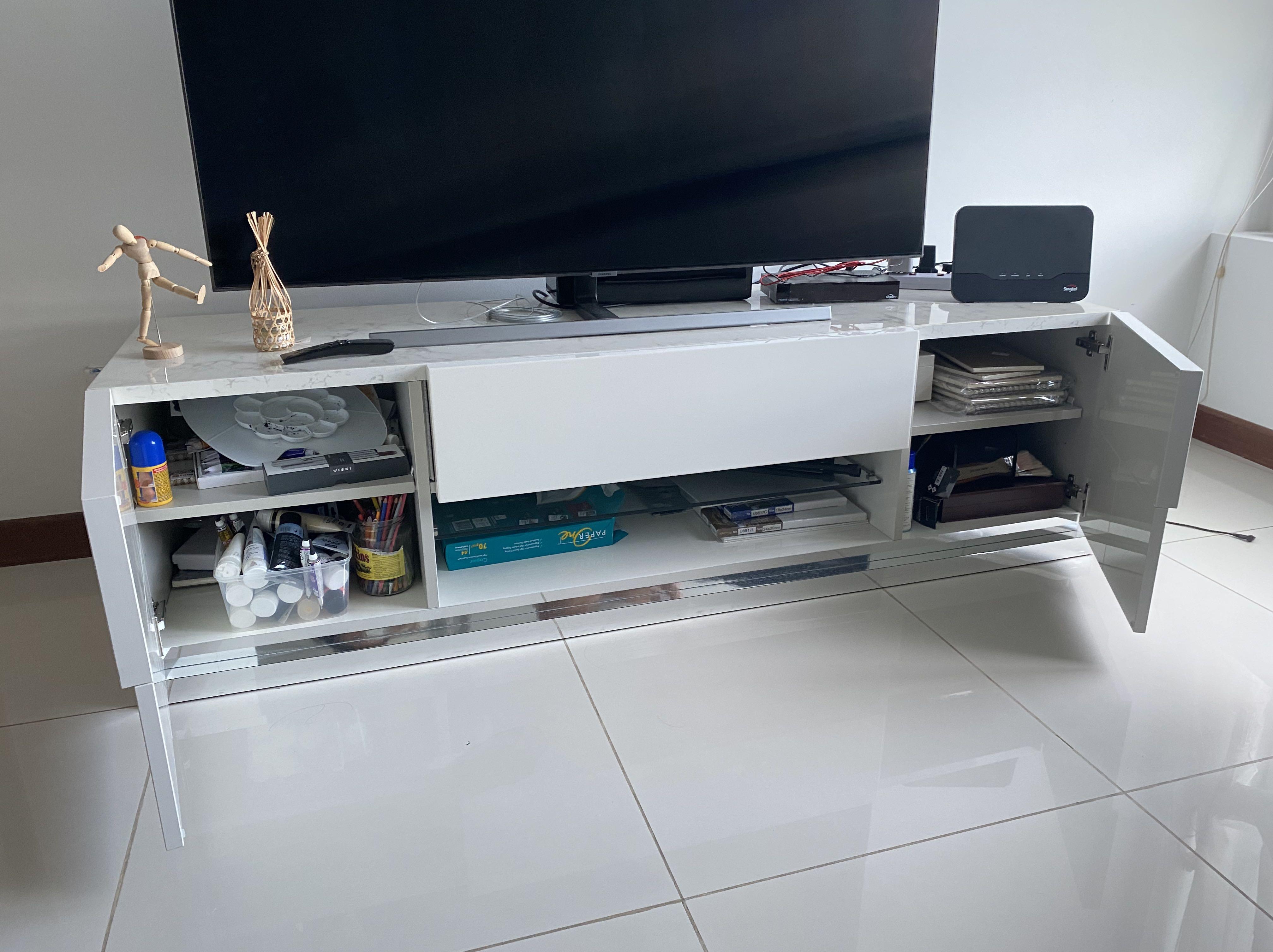 Harvey Norman white TV stand, Furniture & Home Living, Furniture