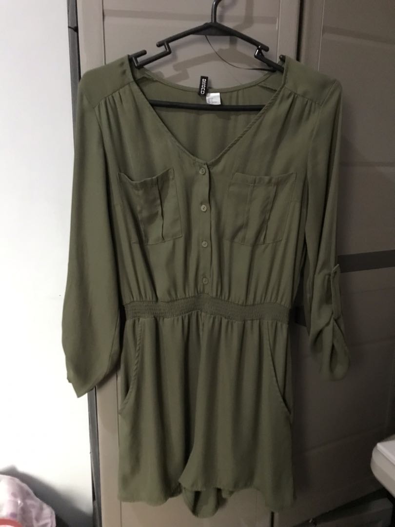H&m green romper online