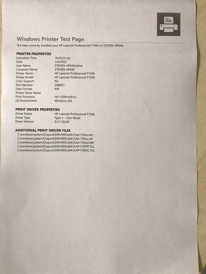 HP LaserJet P1566 Mono Printer with New 