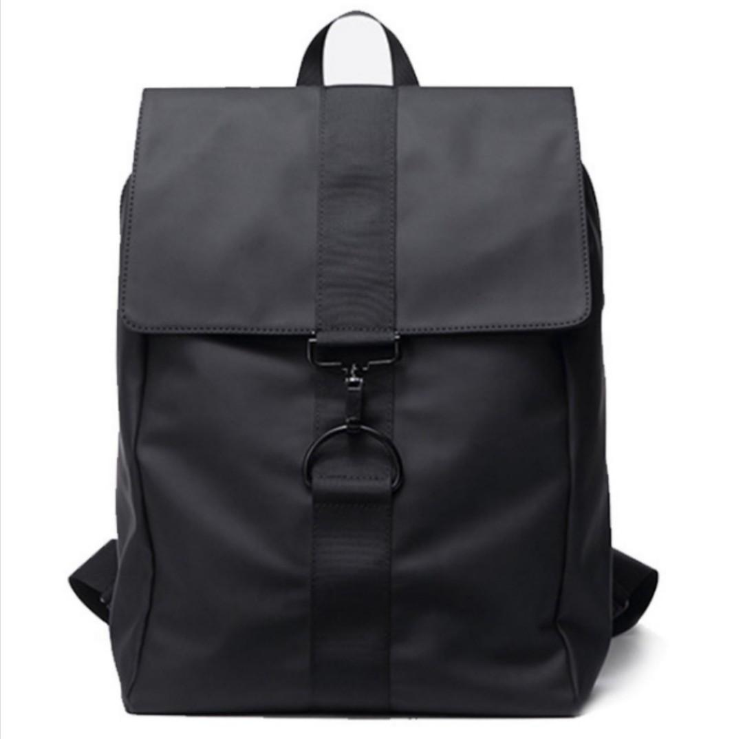 INSTOCK Minimalist basic plain black waterproof bagpack backpack