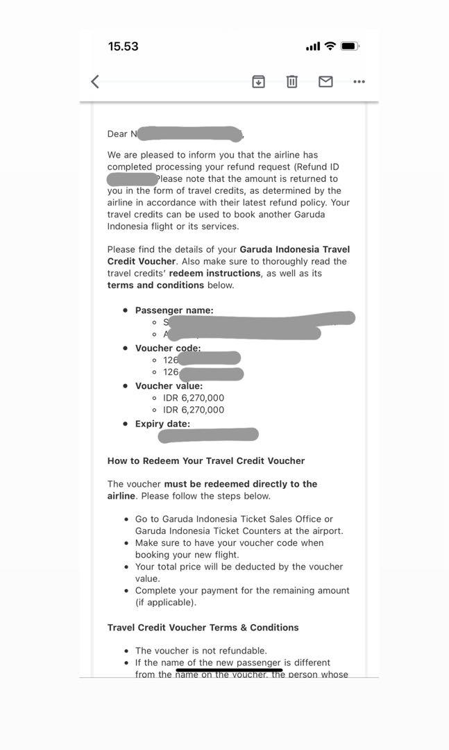 Jual Voucher EMD Tiket Pesawat Garuda Indonesia Pemakaian Pribadi