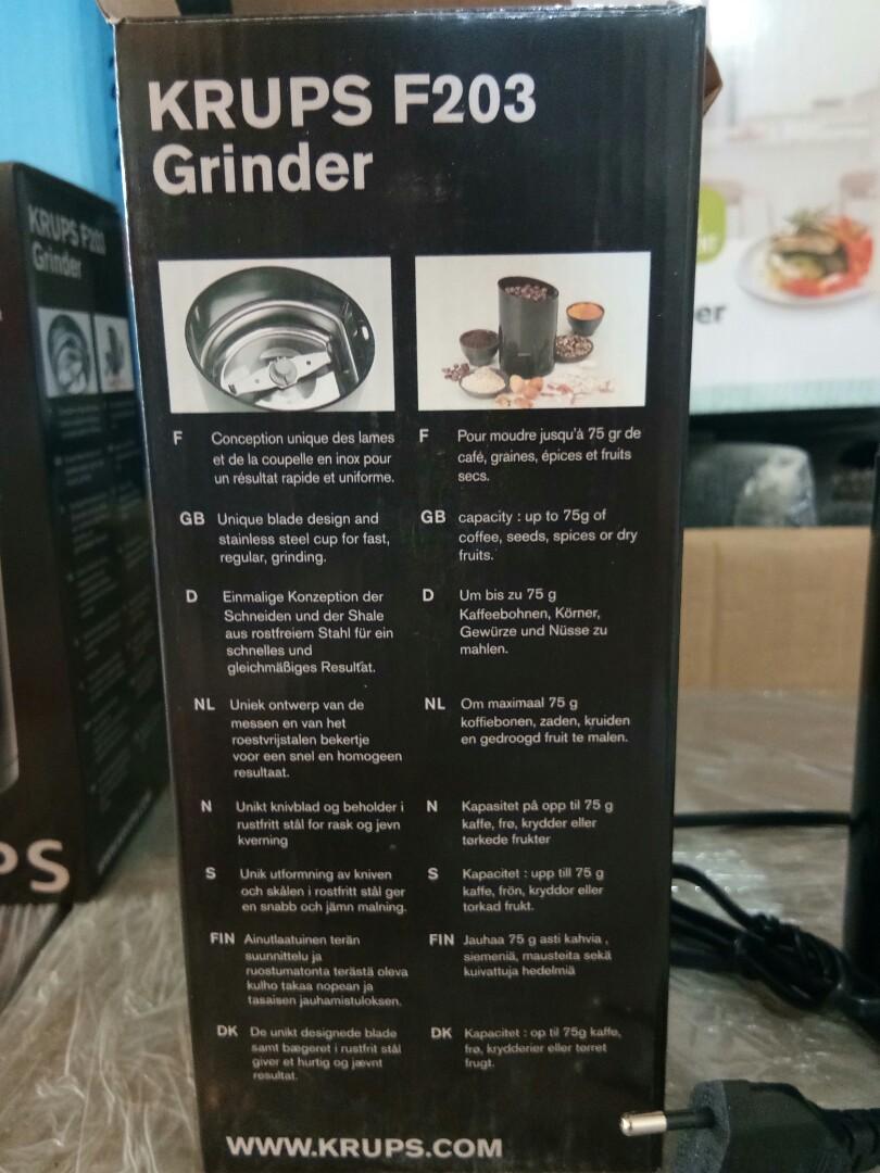 Krups Coffee & Spice Grinder (F203), TV & Home Appliances, Kitchen