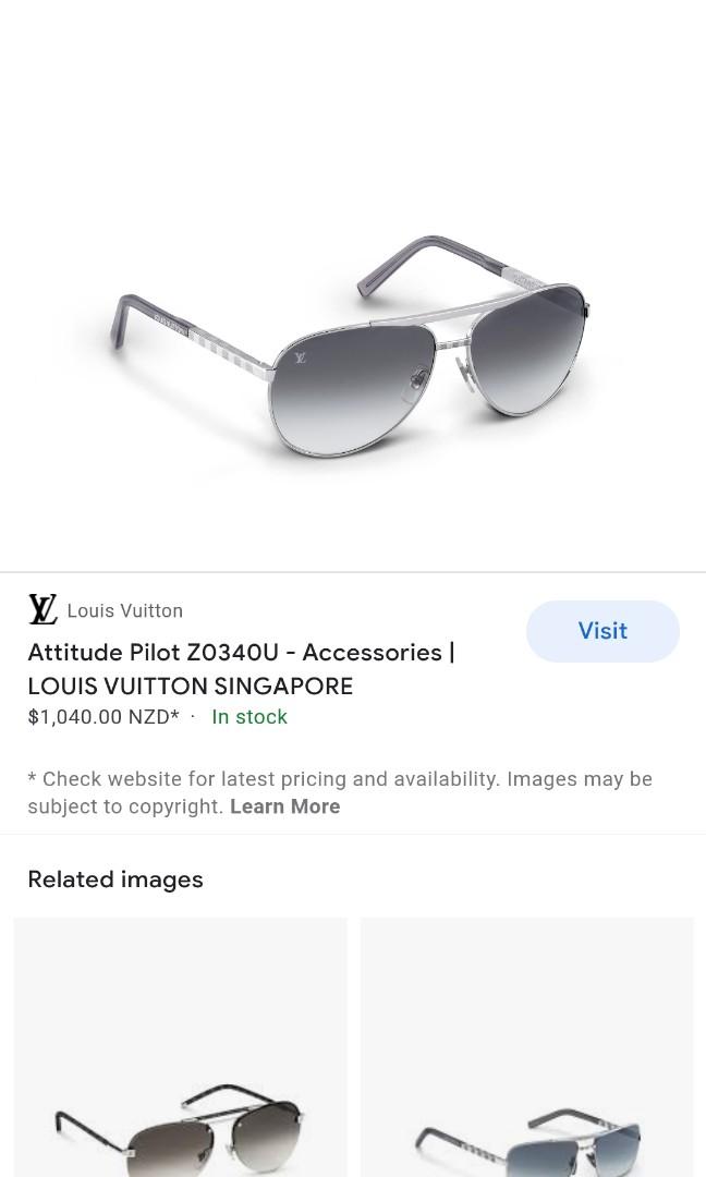 Authentic+Louis+Vuitton+Attitude+Pilot+Sunglasses+Silver+Z0340U+61