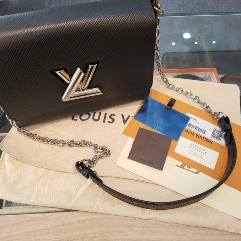 Auth LOUIS VUITTON LV Twist MM Chain Shoulder Bag Epi Noir Black