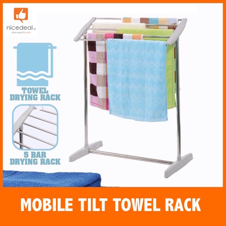 Mobile Towel Clothes Drying Rack Storage Shelf Portable Space Saving