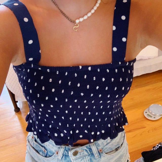 american eagle polka dot top