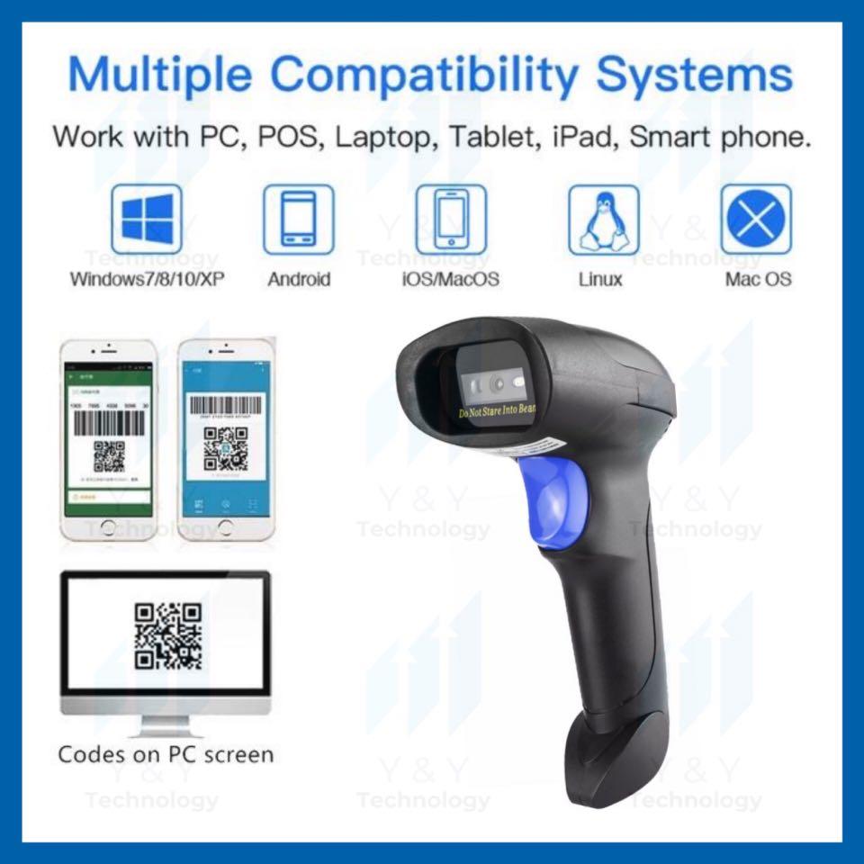 NETUM Barcode Scanner 2D Bluetooth Wireless 2.4G USB QR Code Reader