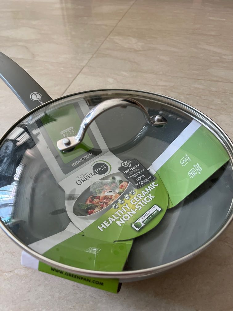 New! GreenPan Ceramic Non Stick Wok 24cm Gas Electric Induction Stove