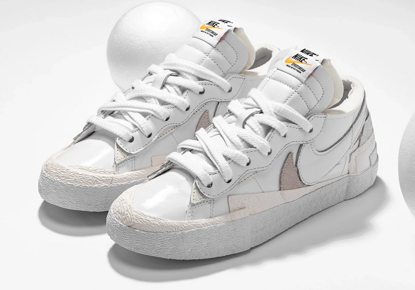 Nike x Sacai Blazer Low White Patent Leather, Men's Fashion