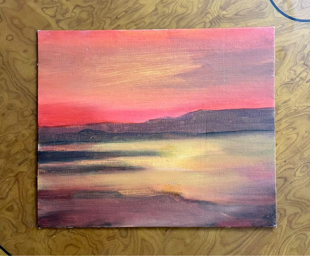 Original English Oil on Canvas Board Without Frame 30x25cms, Furniture