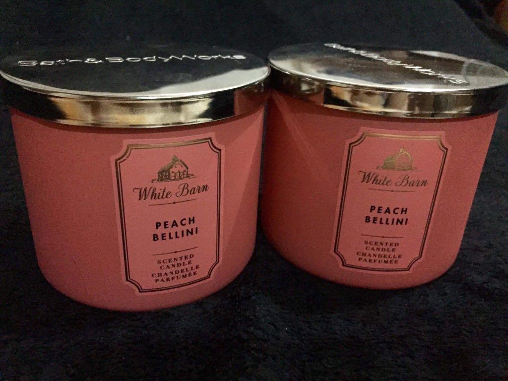ORIGINAL WHITE BARN SCENTED CANDLE PEACH BELLINI, Beauty & Personal