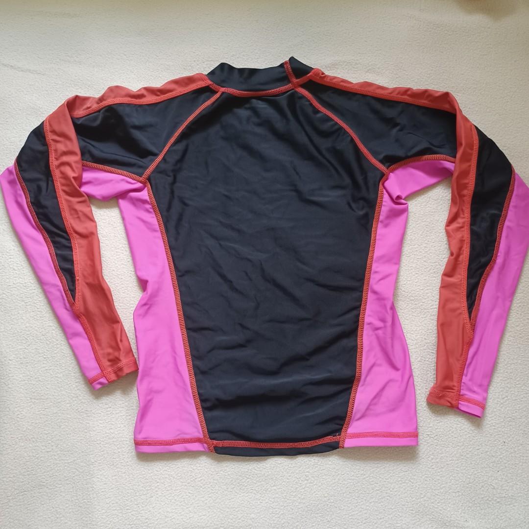 Pink and Red Orange Rash Guard, Women's Fashion, Swimwear, Rash guard ...