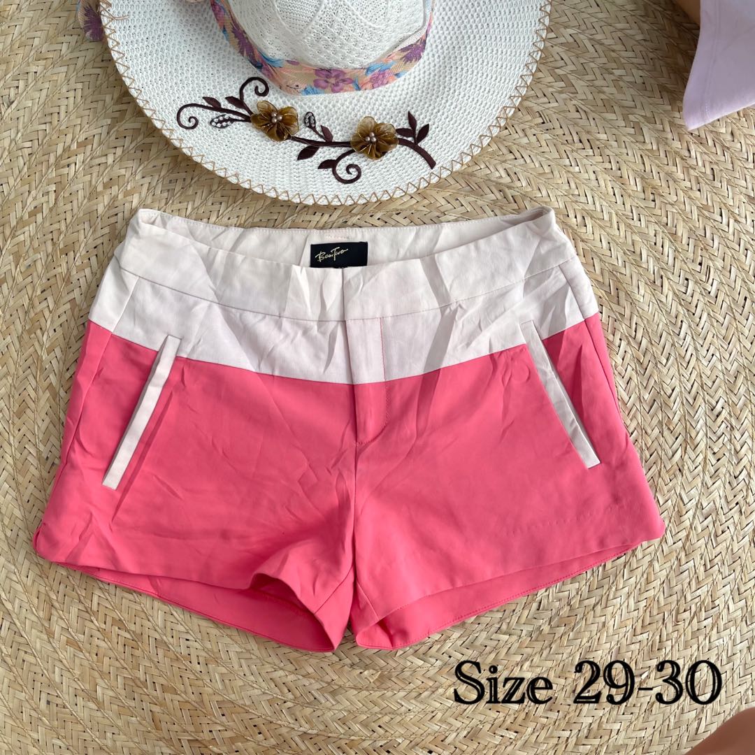 Pink Cotton Zipper Shorts, Women's 