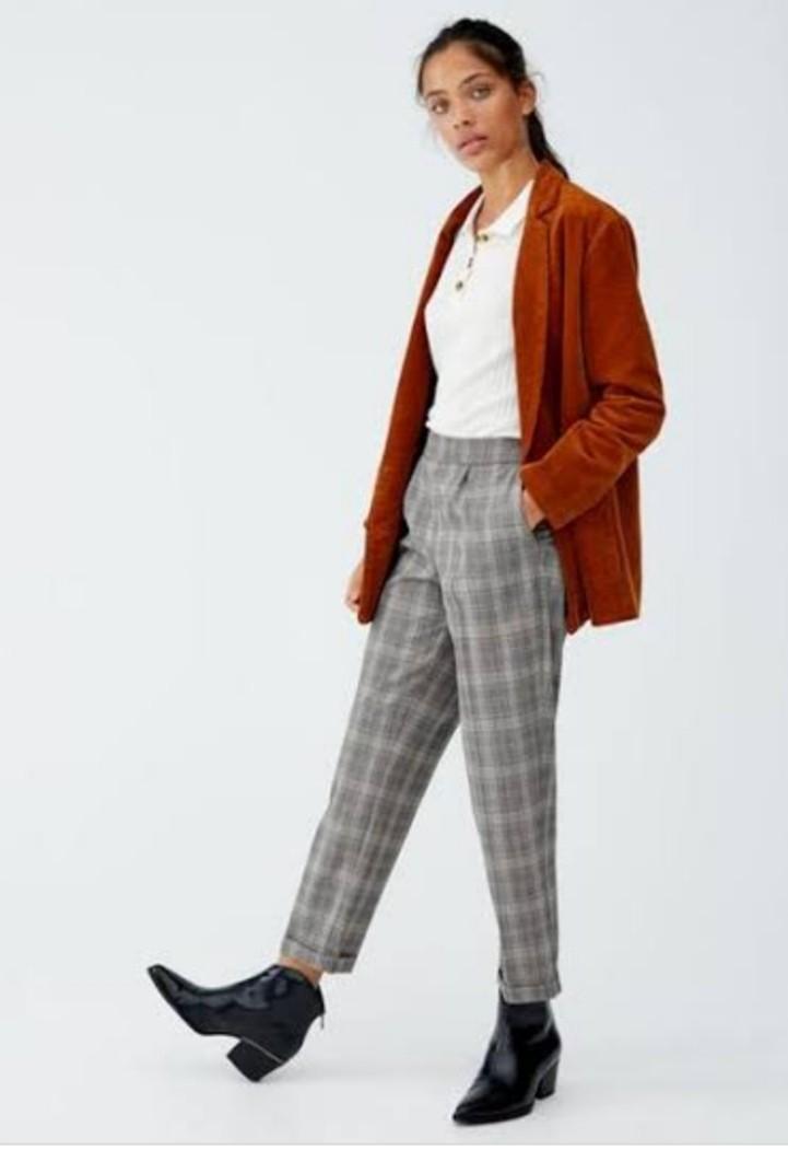 Plaid pants pull and bear hot sale