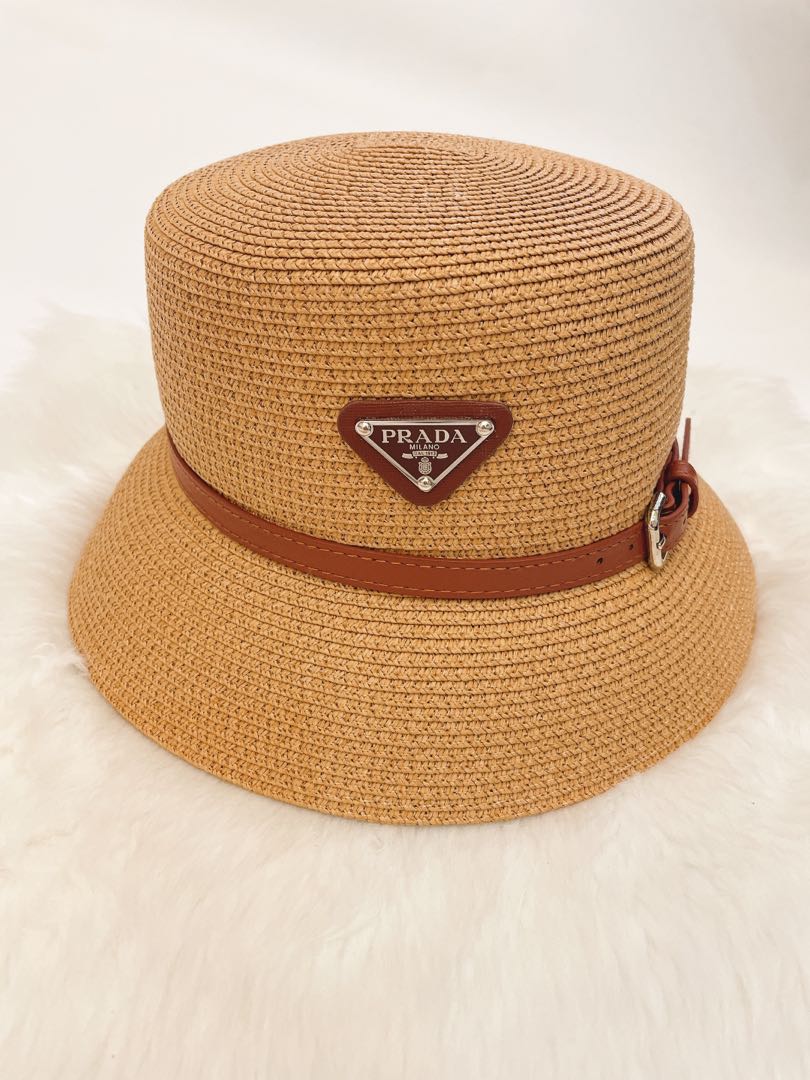 Summer Prada Straw Bucket Hat, Women's Fashion, Watches & Accessories, Hats  & Beanies on Carousell