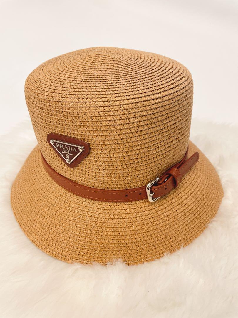 Summer Prada Straw Bucket Hat, Women's Fashion, Watches & Accessories, Hats  & Beanies on Carousell