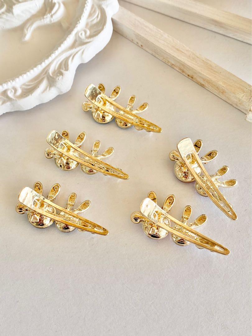 Double rabbit hair clip brass