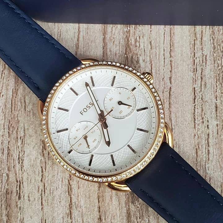 READY STOCK ORIGINAL FOSSIL JACQUELINE CRYSTAL SILVER DIAL