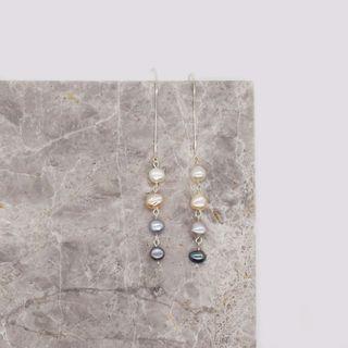 Real colour pearls sterling silver earrings