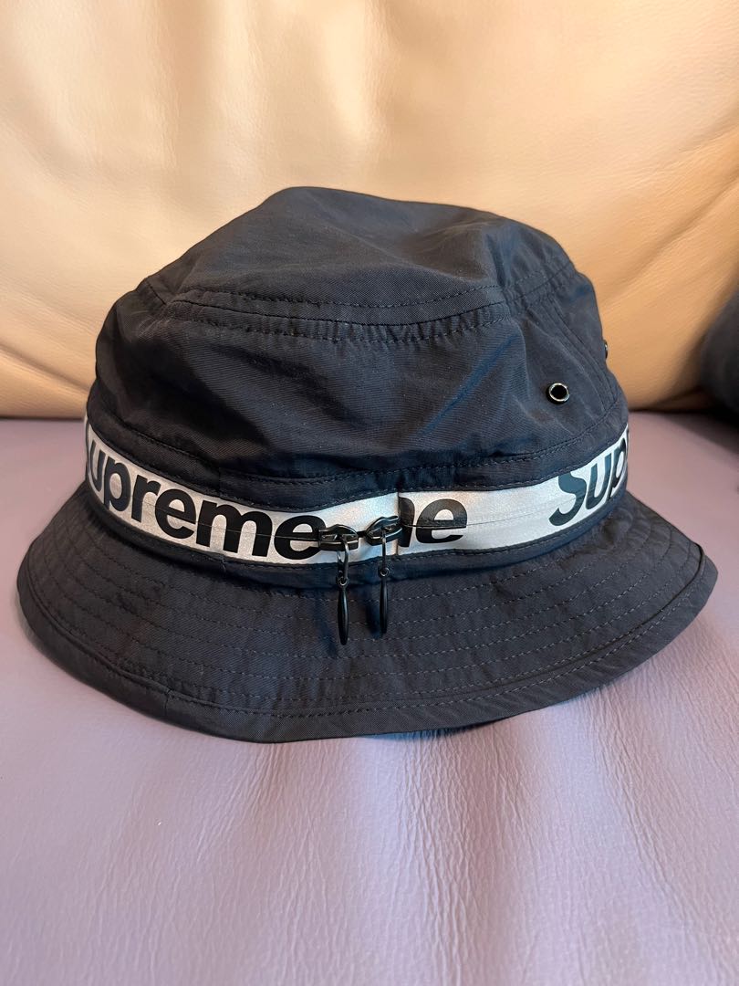 Supreme Reflective Zip Crusher Black M/L 黑色漁夫帽, 男裝, 手錶及
