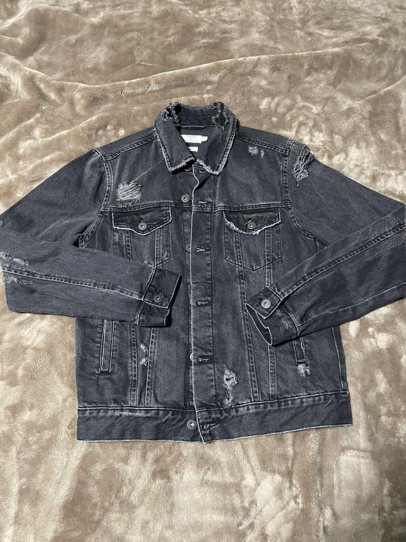 Topman Ripped Denim Jacket, Men's 