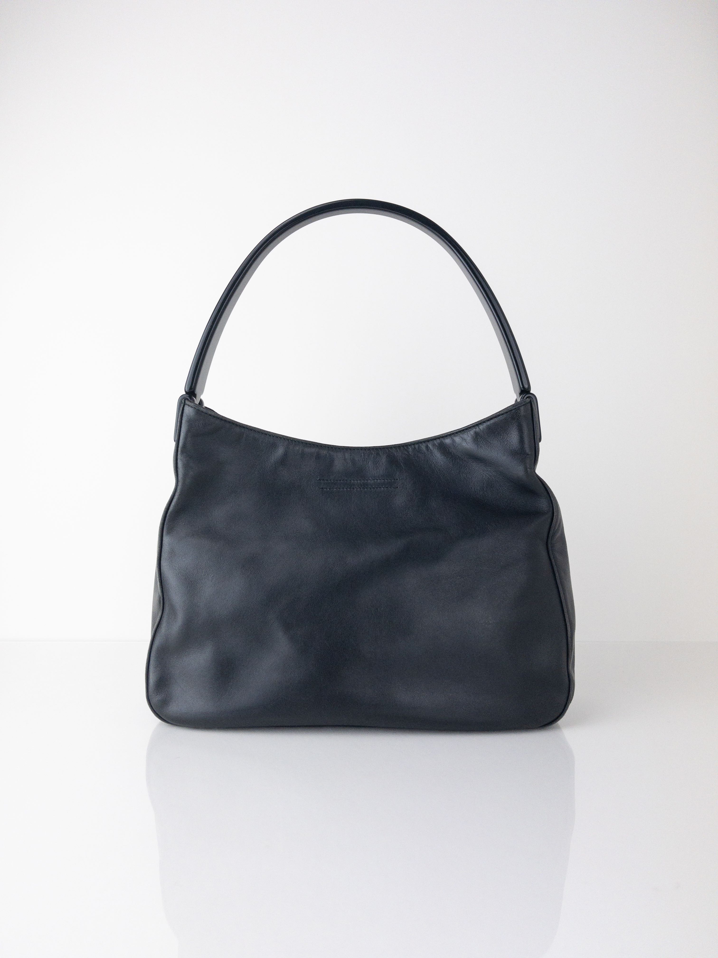 Pre-owned Prada Triangle Bag Green / Black Leather | ModeSens