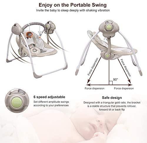 VASTFAFA Soothing Portable Swing Comfort Electric Baby Rocking