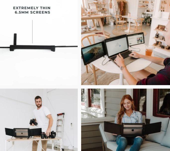 Xebec Tri Screen 2 Portable Laptop Monitor Display Extender Dual Triple