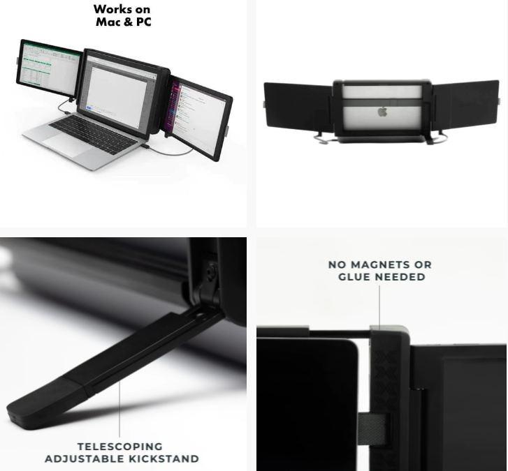 Xebec Tri Screen 2 Portable Laptop Monitor Display Extender Dual Triple