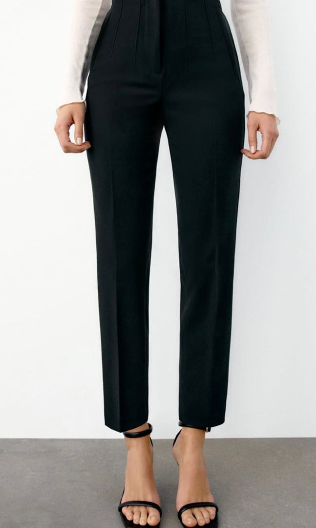 Zara black high waisted trousers on sale