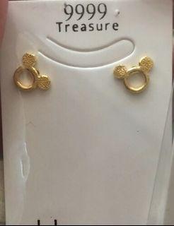 黃金純金9999圓圈造型耳環 圓圓滿滿 重0.23錢 pure gold circle earrings 24k 9999