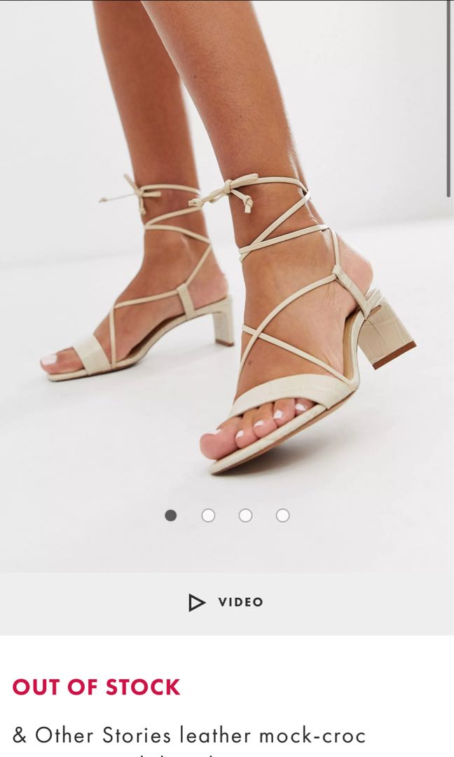 Other Stories leather mock croc strappy sandals Women s Fashion Footwear Heels on Carousell