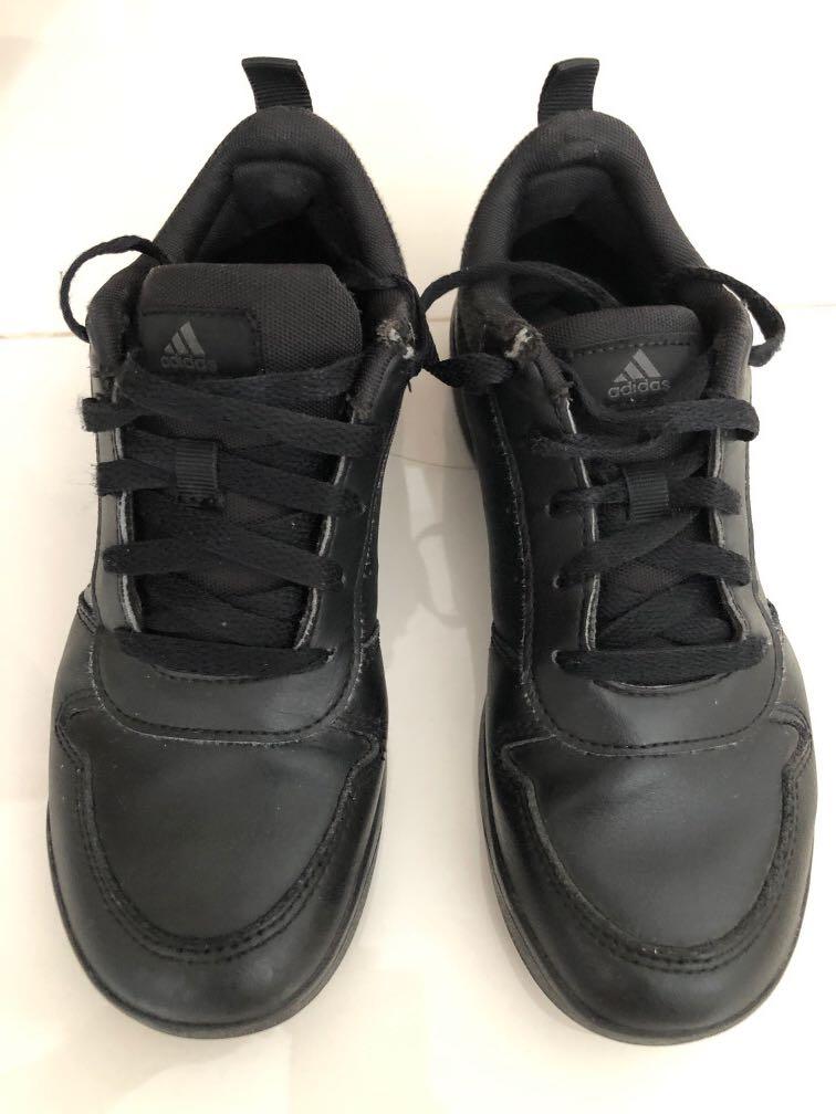 Adidas black leather school shoes sale