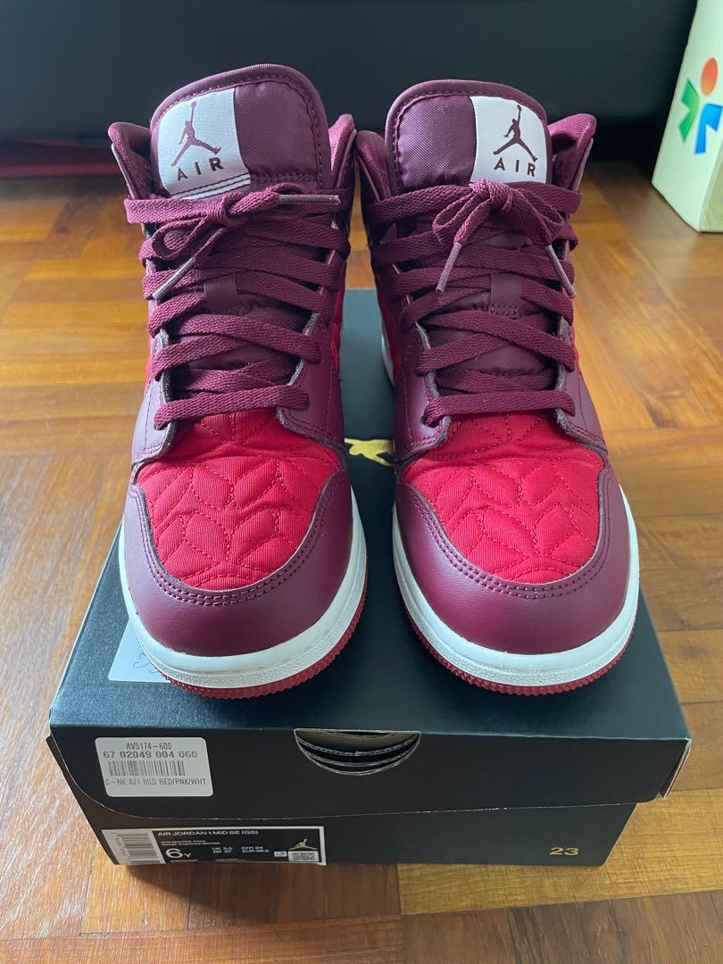 Air Jordan 1 Mid SE GS Gym red Pink foam Rouge gym Rose