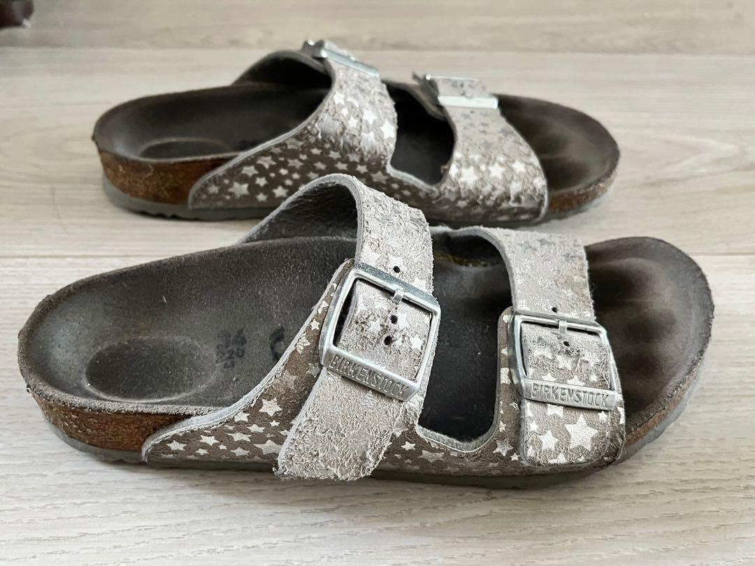 Authentic Birkenstock Arizona Kids Sandals in Starry Sky Silver Size 34