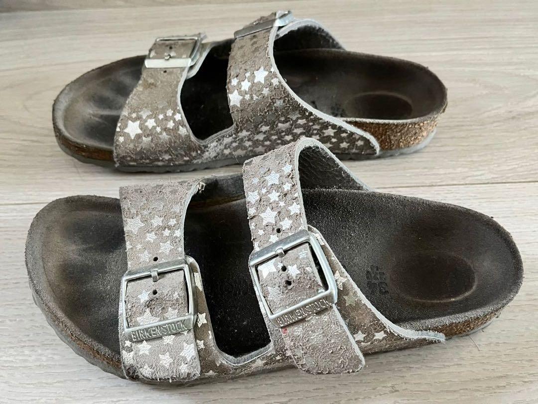 Authentic Birkenstock Arizona Kids Sandals in Starry Sky Silver Size 34