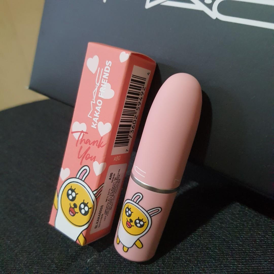 Authentic MAC Special Edition (Category: Makeup) located in Quezon City. Submitted by eveclosetsale (Listing ID 1154271947, Image 1). Description: retail price is 1200 Mac in Lustre finish 3g shade in Thanks A Million special edition collab with Kakao friends Brand new.