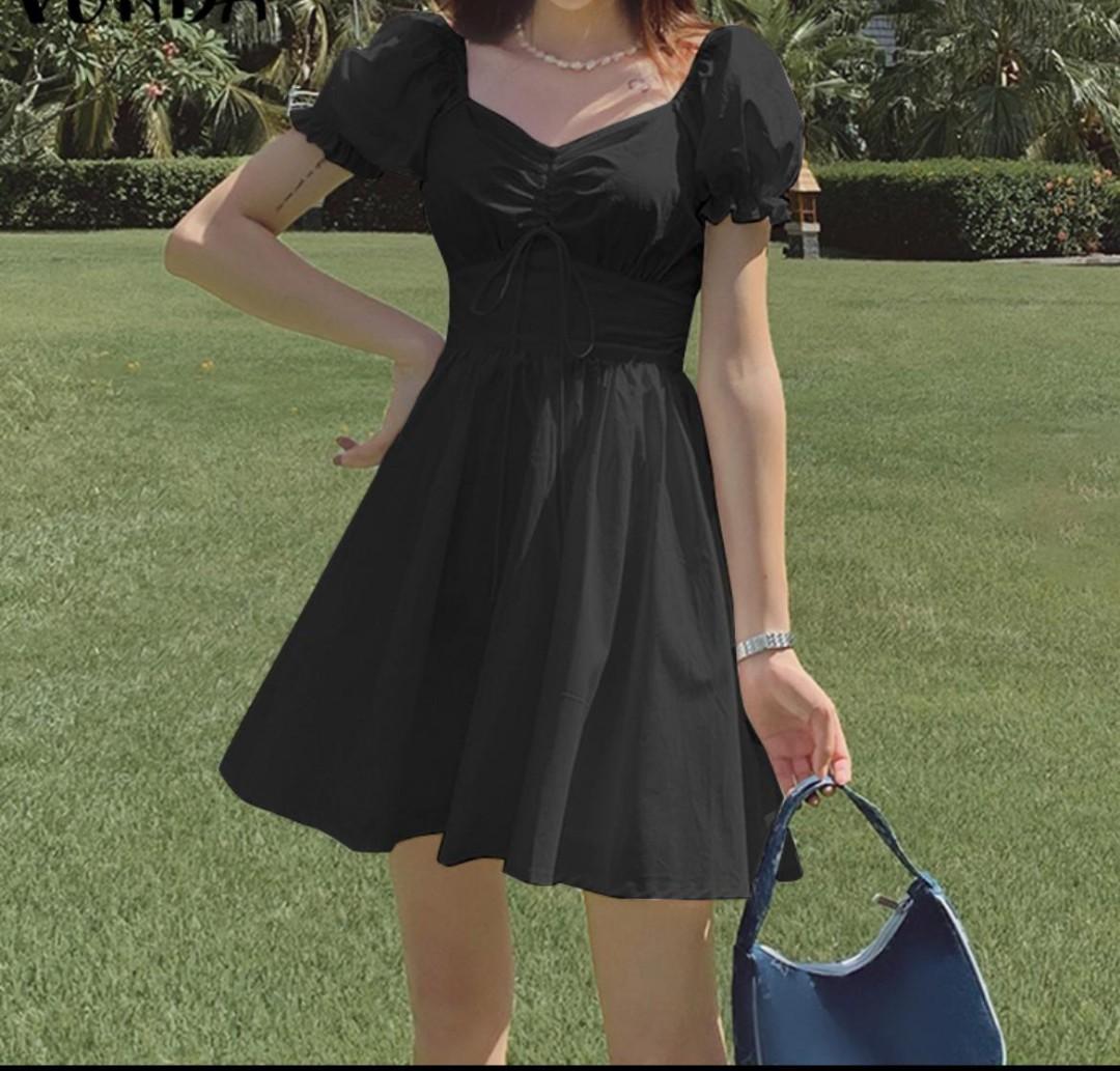 Black milkmaid dress 2025