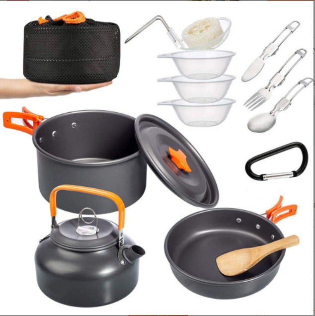 Equipment,　Cooking　Set　for　Stackable　Pan　Equipment　Bag　Non-Stick　Campfire　Cookware　Storage　with　Camping　Sports　Pot　Carousell　Utensils　Outdoor　Camping　Gear　Camping　Hiking,　Lightweight　Hiking　Bowls　on
