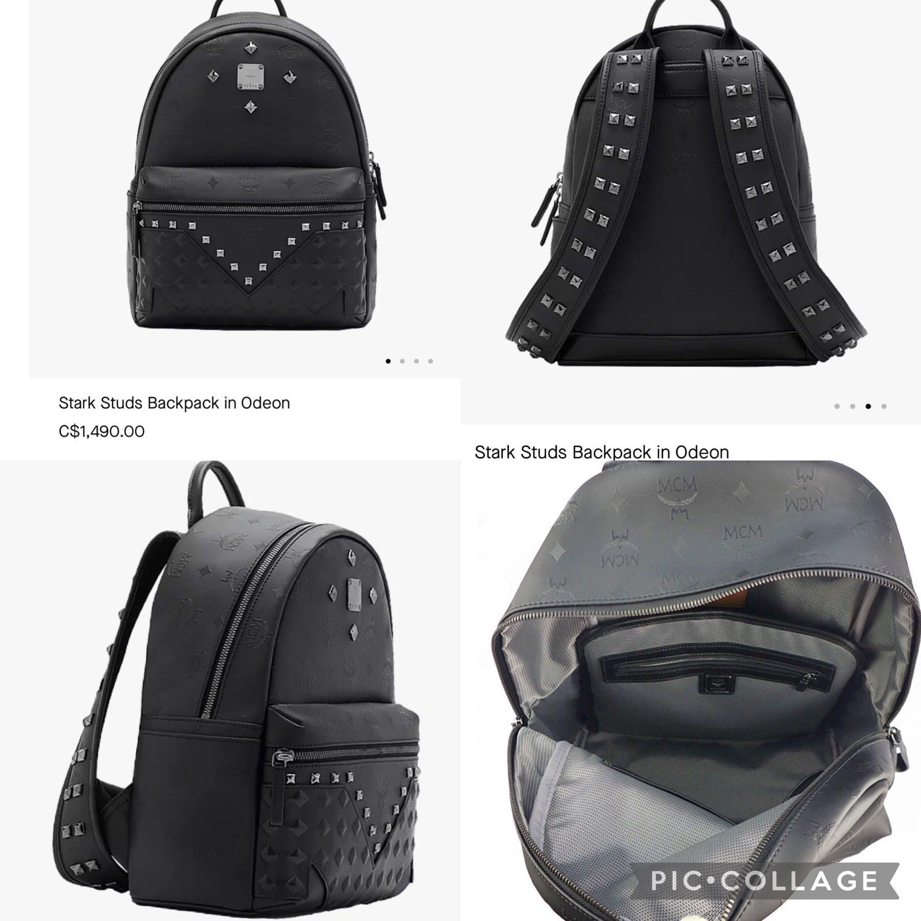 MCM Classic Black Small M Moment Stark Studs Backpack