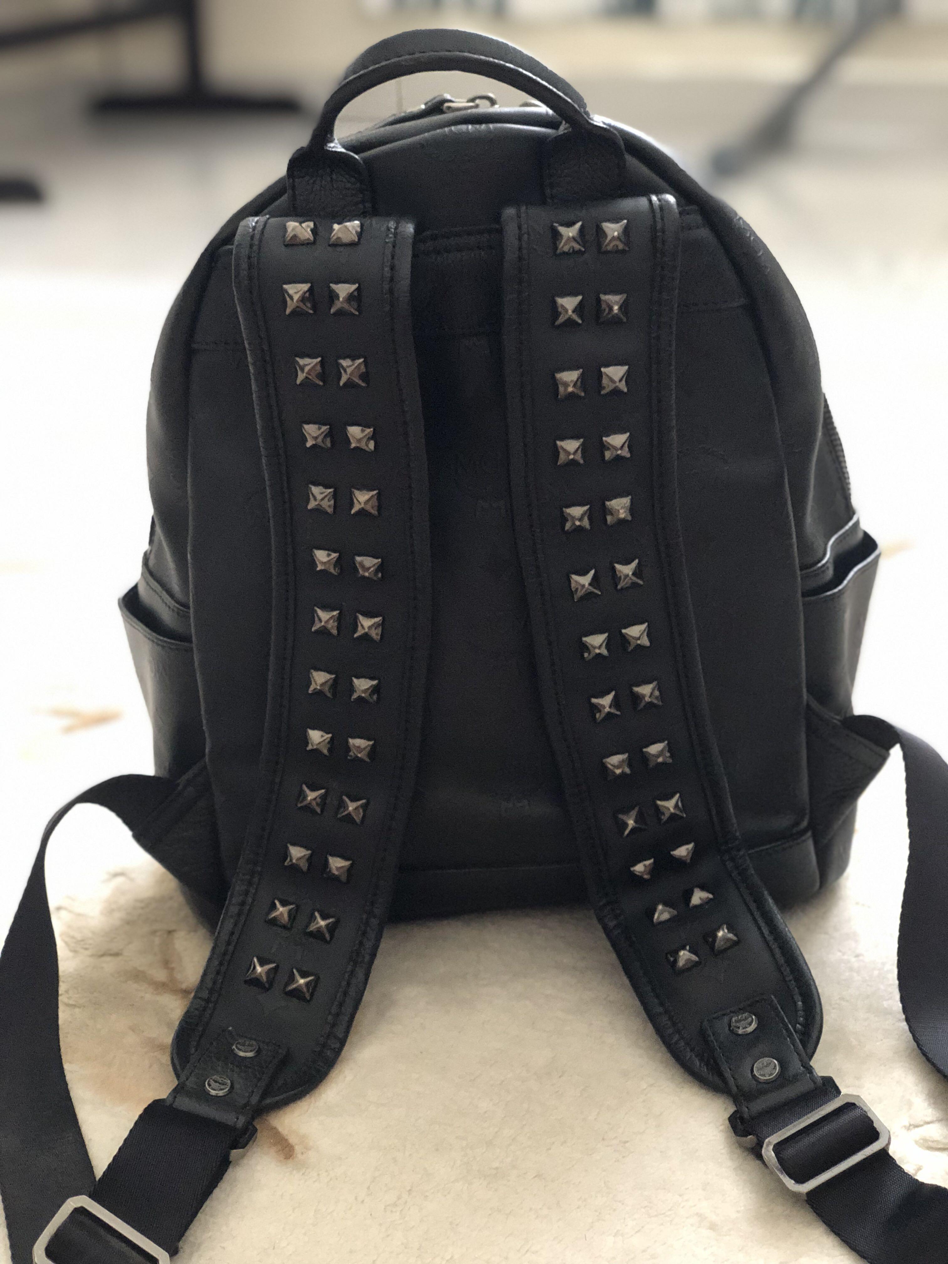 Black backpack online with studs