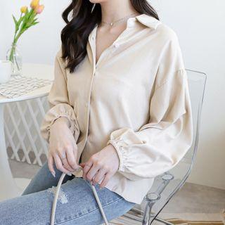 desire shop 可愛縮袖蜜桃絨襯衫外套