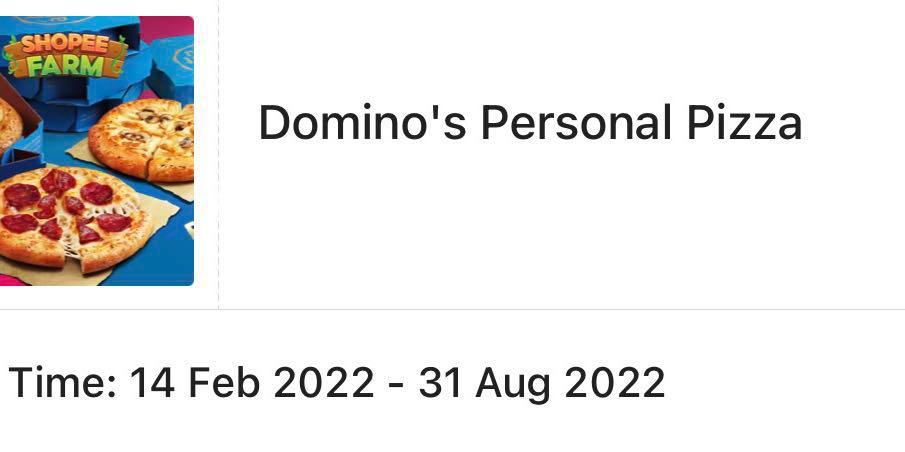 Domino Pizza Personal Voucher, Tickets & Vouchers, Vouchers On Carousell