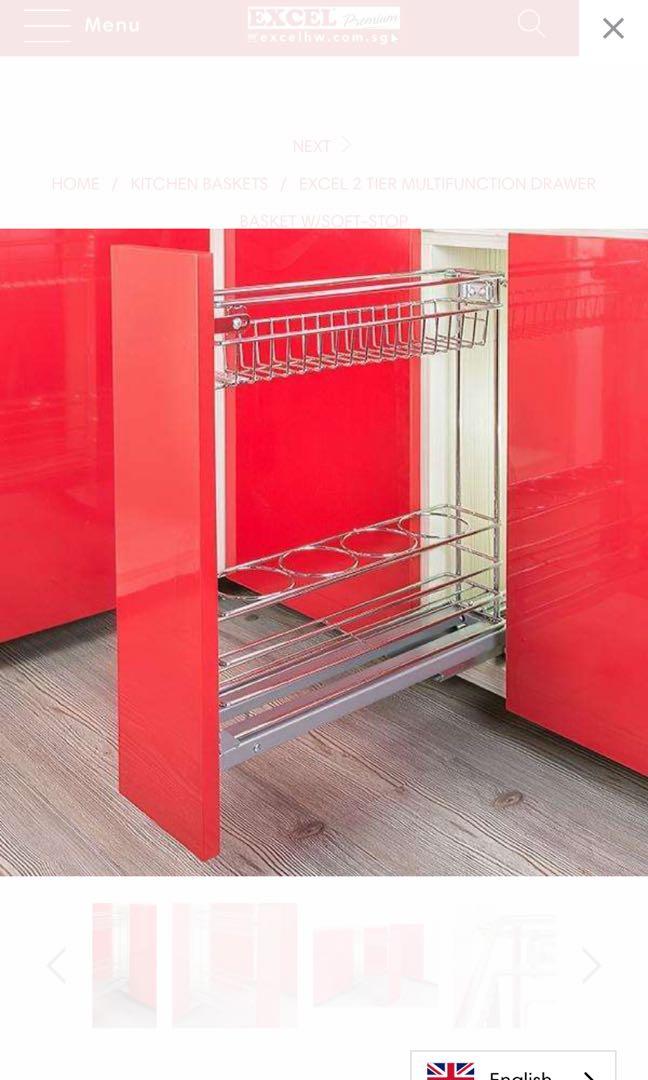 EXCEL 2 Tier Multifunction Drawer Basket, Furniture & Home Living