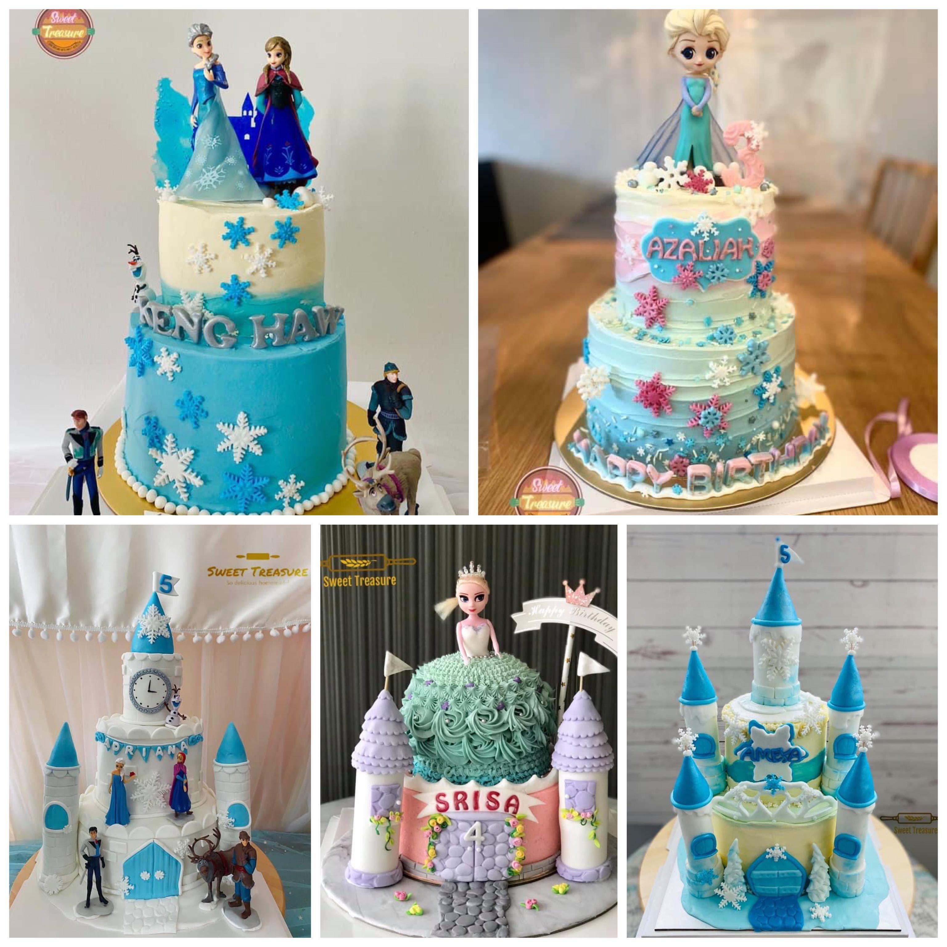 Elsa and Anna at the Castle single tier Cake