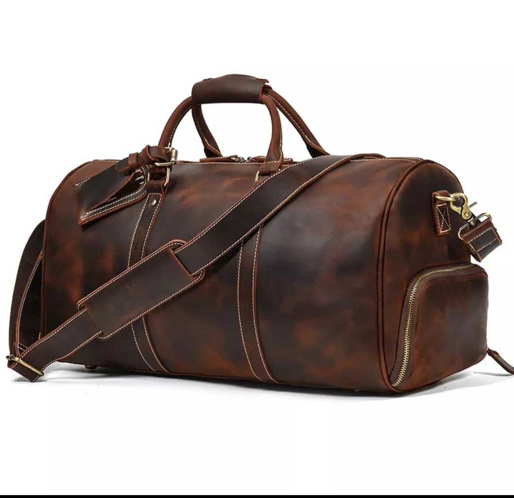 Genuine leather duffle bag outlet